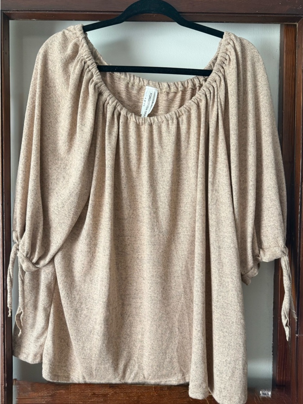 Women's Peasant Blouse in Tan - Comfortable Everyday Top- Boutique-NEW
